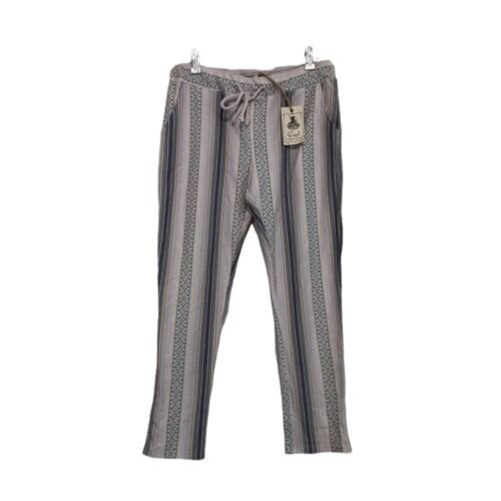 Easel Womens Pants Size M NEW Look of Linen Comfort of Cotton Stripe Easy Summer